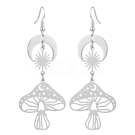 Brass & Stainless Steel Dangle Earrings EJEW-TA00396-1