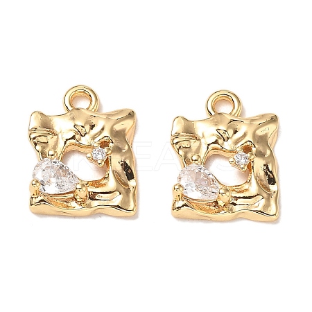 Brass Micro Pave Clear Cubic Zirconia Charms KK-A259-29G-1