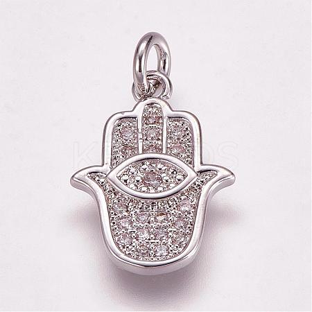 Brass Micro Pave Cubic Zirconia Pendants ZIRC-G099-39P-1