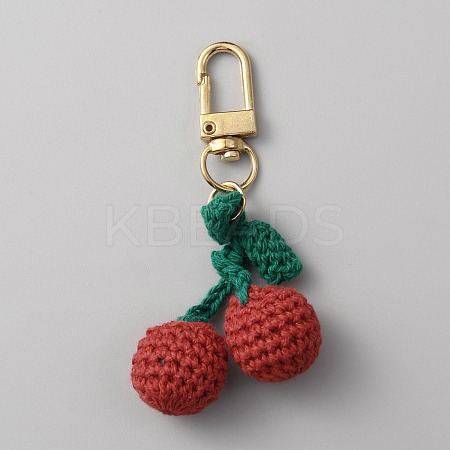 Cherry Wool Knitting Pendant Decorations HJEW-WH0068-12C-1