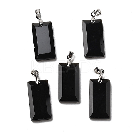 Natural Obsidian Faceted Pendants G-U031-04P-02-1