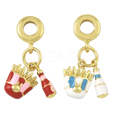 2Pcs 2 Colors Brass Enamel European Dangle Charms KK-FS0001-81-1