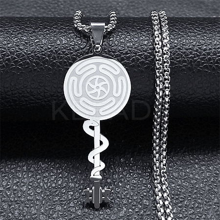 304 Stainless Steel Hecate's Wheel Key Pendant Necklaces for Women FS-WG4FA44-01-1