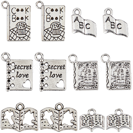 96Pcs 6 Style Tibetan Style Alloy Pendants FIND-SC0008-53-1