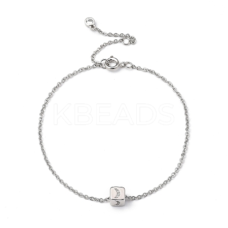 Brass Micro Pave Clear Cubic Zirconia Charms Bracelets BJEW-JB05400-01-1
