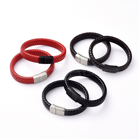 Unisex Leather Cord Weave Bracelets BJEW-JB04893-1