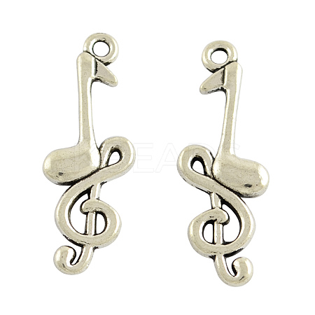 Tibetan Style Alloy Musical Note Pendants TIBEP-558-AS-FF-1