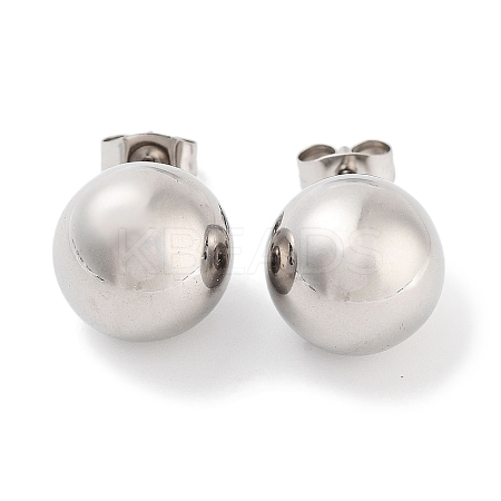 Non-Tarnish Round 316 Surgical Stainless Steel Stud Earrings for Women Men EJEW-Z050-17P-1