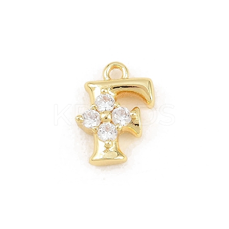 Brass Micro Pave Clear Cubic Zirconia Charms KK-Z151-18G-F-1