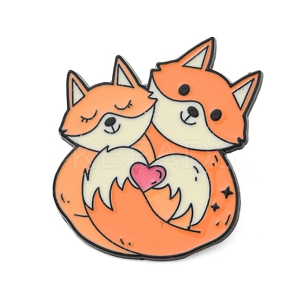 Cute Animal Hug with Heart Enamel Pins PALLOY-D361-01EB-03-1