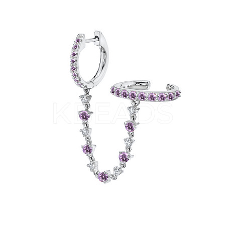 Brass Cubic Zirconia Hoop Earrings FS-WGC777E-12-1
