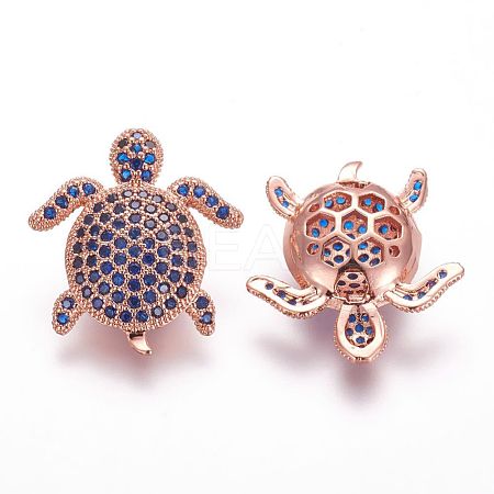 Brass Micro Pave Cubic Zirconia Beads ZIRC-F054-14RG-05-1