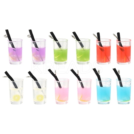 24Pcs 6 Colors Plastic Imitation Drink Pendants CRES-FS0001-27-1