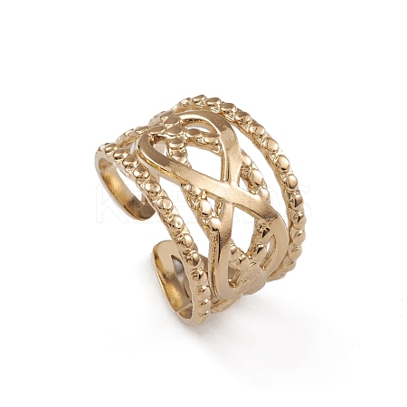 Ion Plating(IP) 304 Stainless Steel Infinity Open Cuff Rings for Women RJEW-G285-12G-1