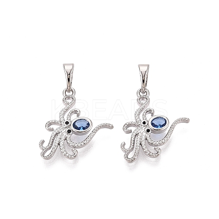 Brass Micro Pave Cubic Zirconia Pendants KK-Q073-09P-1