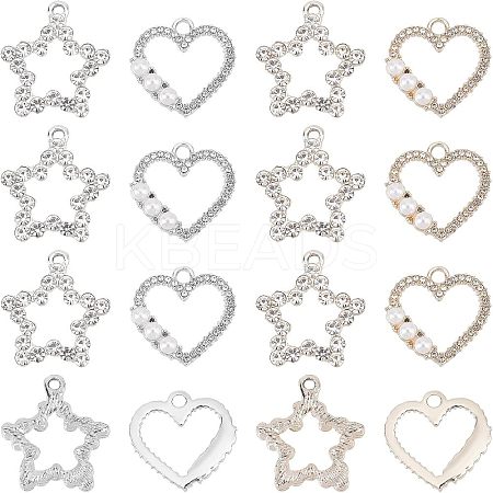 24Pcs 4 Style Alloy Pendants ALRI-FH0001-07-1