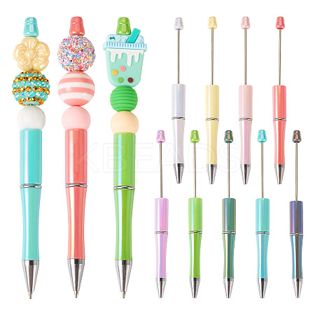 9Pcs 9 Colors UV Plated Plastic Ball-Point Pen AJEW-TA0001-83-1