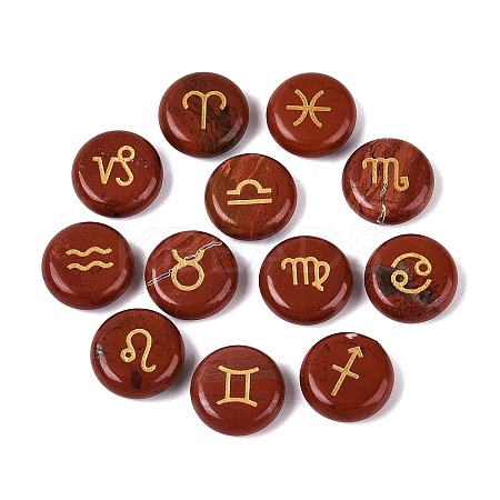 12 Constellation Natural Red Jasper Cabochons Set G-Q190-03F-1