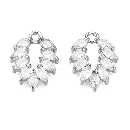 Brass Micro Pave Clear Cubic Zirconia Pendants KK-T060-33P-RS-1