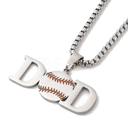 202 Stainless Steel Enamel Box Chain Sport Ball Pendant Necklaces for Men LS-NJEW-K380-01A-02-1
