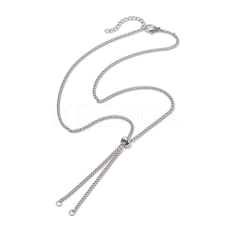 Tarnish Resistant Adjustable 304 Stainless Steel Curb Chains Necklaces Making AJEW-JB01214-01-1