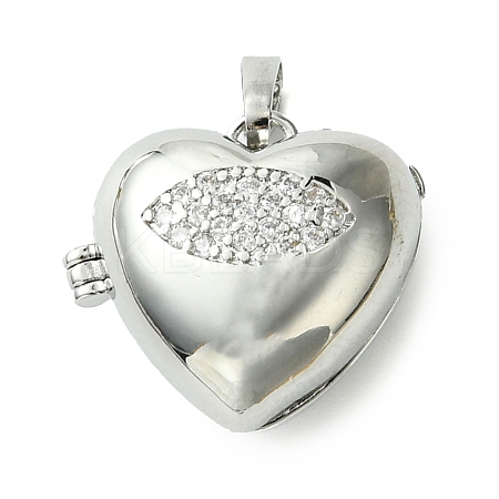 Rack Plating Brass Micro Pave Clear Cubic Zirconia Pendants KK-G501-15B-P-1
