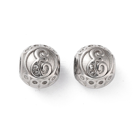 304 Stainless Steel Rhinestone European Beads STAS-A092-10E-P-1
