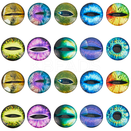 20Pcs 10 Styles Luminous Self Adhesive Glass Eyes Cabochons GGLA-SP0001-06-1