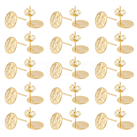 40Pcs 201 Stainless Steel Flat Round Stud Earring Findings STAS-DC0016-47-1