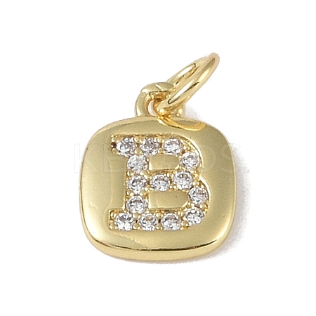 Rack Plating Brass Micro Pave CLear Cubic Zirconia Charms KK-E110-14G-B-1