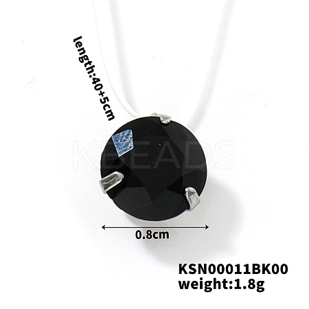 Flat Round Plastic Pendant Invisible Cord Necklaces for Women JB6177-1-1