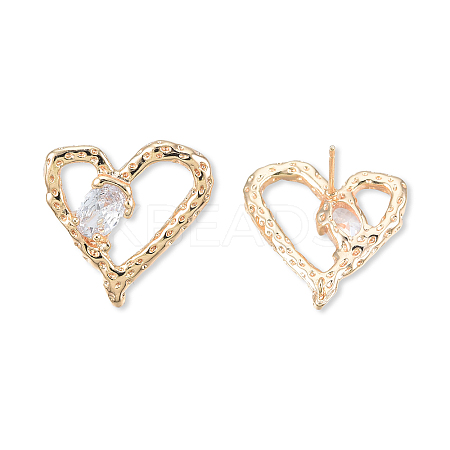 Clear Cubic Zirconia Heart Stud Earrings EJEW-N012-51LG-B-1