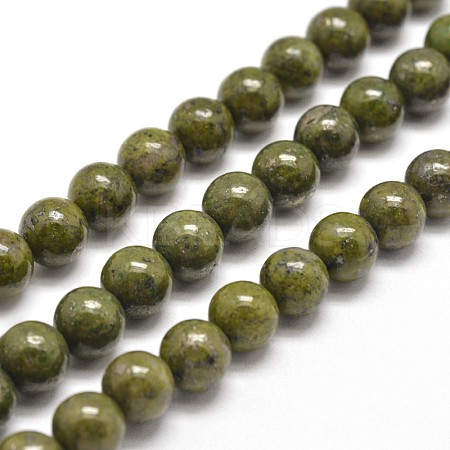 Round Natural Green Granite Beads Strands G-I125-77-8mm-1