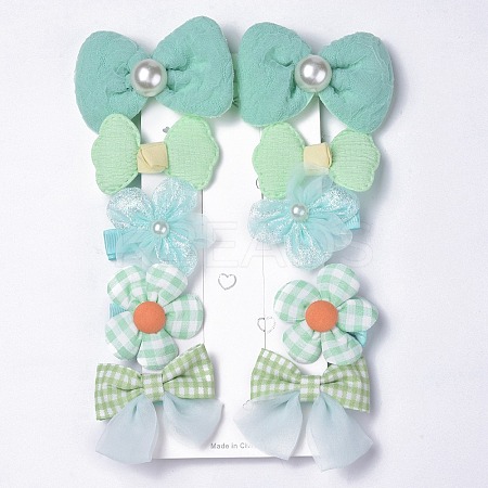 5 Pair 5 Style Bowknot & Flower Polyester Alligator Hair Clips PHAR-C012-01B-1