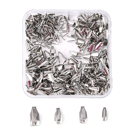 400Pcs 4 Size 304 Stainless Steel Folding Crimp Ends STAS-UN0037-51-1