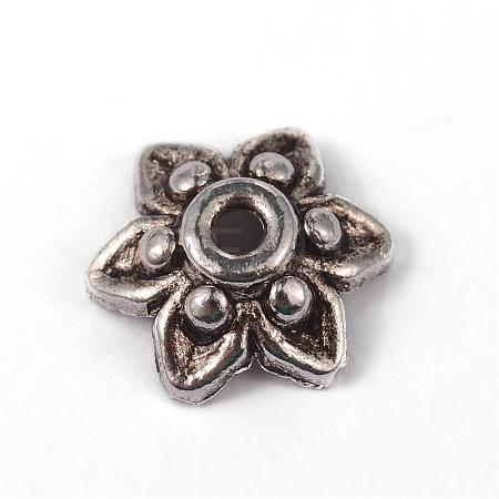 Tibetan Style Alloy Flower Bead Caps PALLOY-ZN5740-AS-RS-1