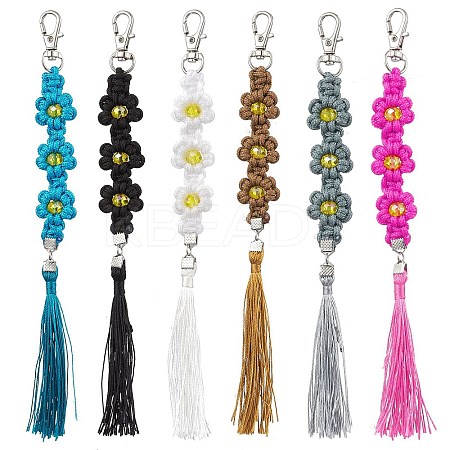 Polyester and Spandex Cord Woven Flower Keychains KEYC-JKC00919-1