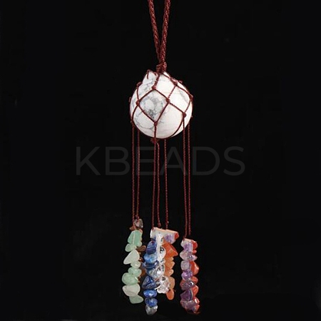 Round Natural Howlite Pouch Pendant Decorations PW-WG13235-01-1