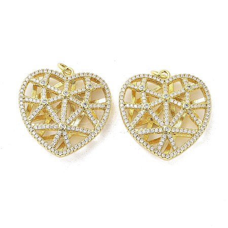 Rack Plating Brass Micro Pave Clear Cubic Zirconia Pendants KK-A205-04G-1