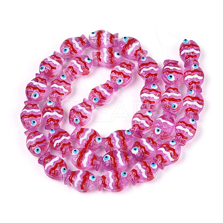 Transparent Glass and Enamel Beads Strands GLAA-T034-01F-1