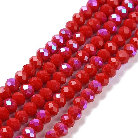 Electroplate Opaque Solid Color Glass Beads Strands EGLA-A034-P8mm-L04-1