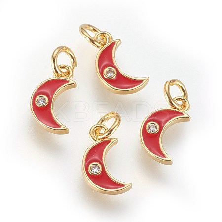 Brass Micro Pave Cubic Zirconia Charms ZIRC-G150-08G-01-1