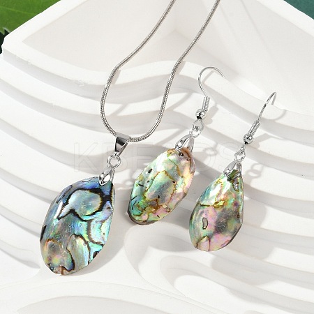 Abalone Shell/Paua Shell Jewelry Sets SJEW-E032-02-1