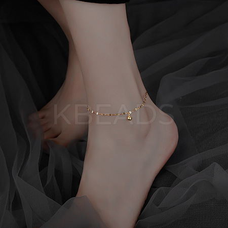 Alloy Round Charm Dapped Chains Anklets WGFEED8-02-1