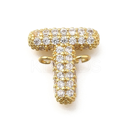Brass Micro Pave Cubic Zirconia Letter Links KK-I717-04T-1