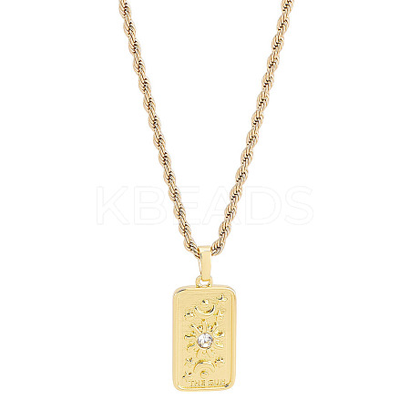 1Pc Brass with Cubic Zirconia Pendants Necklaces NJEW-LP0001-46F-G-1