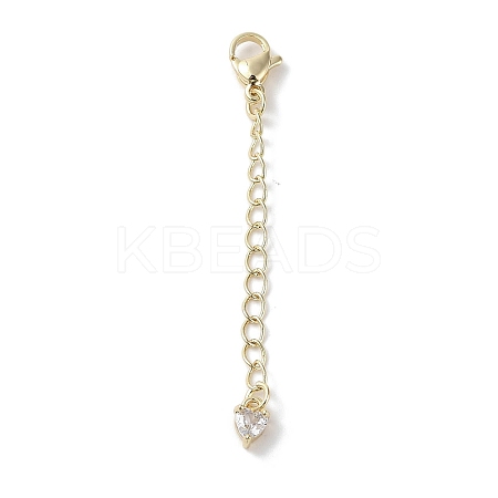 Brass Micro Pave Clear Cubic Zirconia Chain Extender KK-G491-52B-G-1