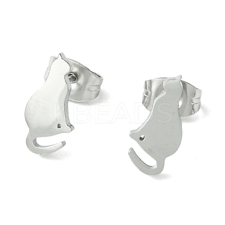 Non-Tarnish Cute Little Animal Theme 304 Stainless Steel Stud Earrings EJEW-B041-02C-P-1