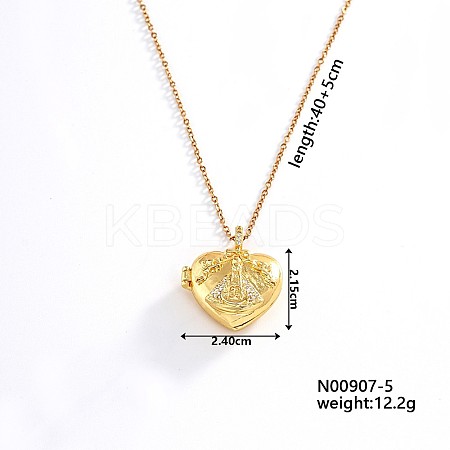European and American Fashion Heart Shaped Brass Crystal Rhinestone Locket Pendant Necklaces CW4614-4-1