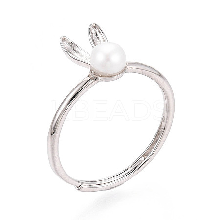 Adjustable 925 Sterling Silver Cute Bunny Ear Rings STER-T008-90P-1